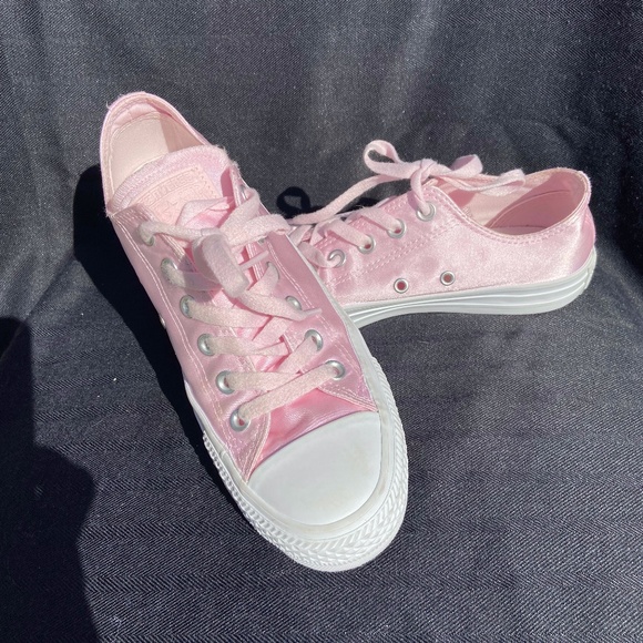 pink satin converse